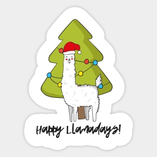 Happy Llamadays, Funny Christmas Llama Sticker